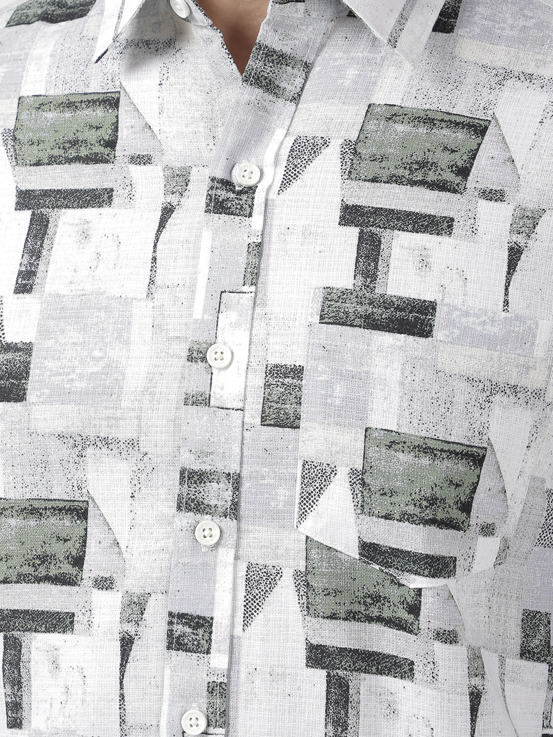 Numero Uno Men Abstract Green Shirt